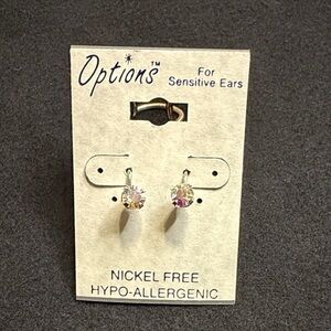 Hypo-Allergenic Drop Earrings with Pink and Clear Stones
